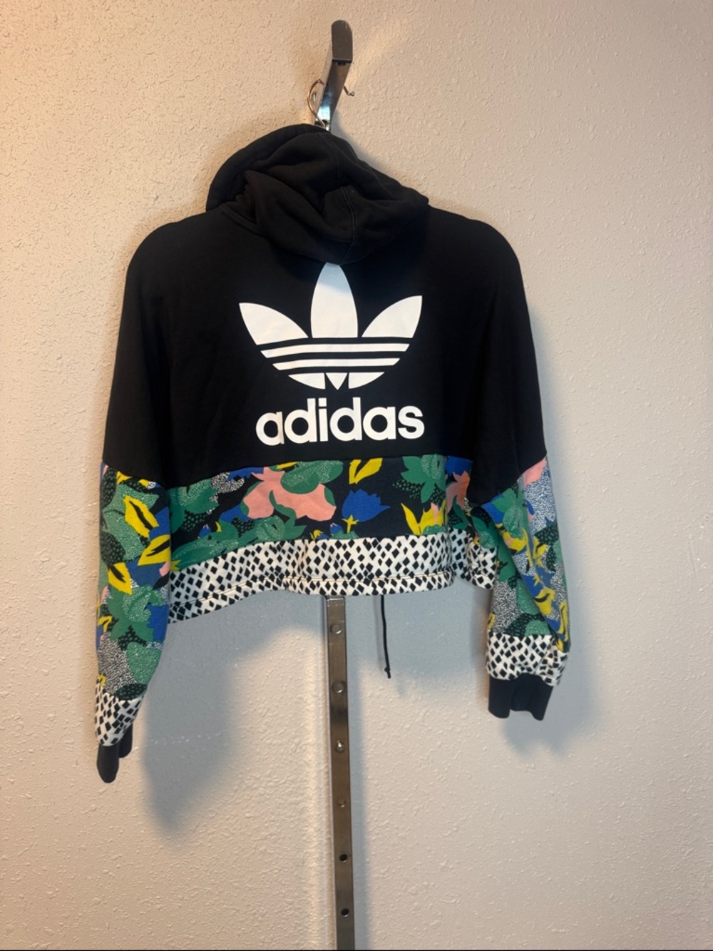 Adidas x HER Studio London Cropped Floral Hoodie - Black Multi - Small